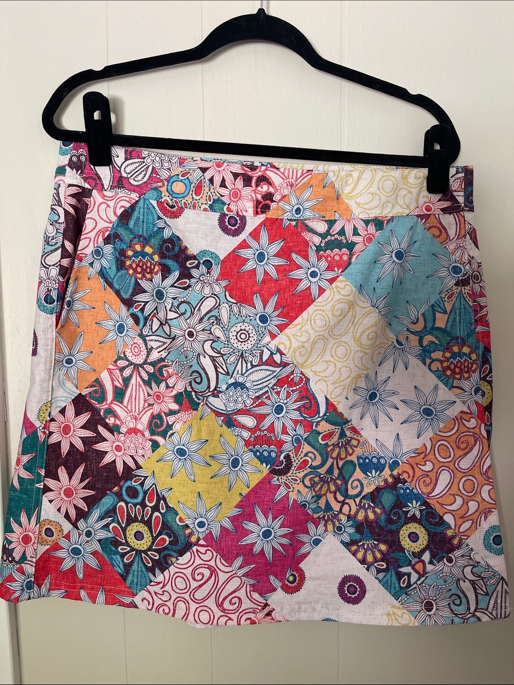 Ripskirt Hawaii multicolor patchwork A-Line wrap Skirt with pockets!